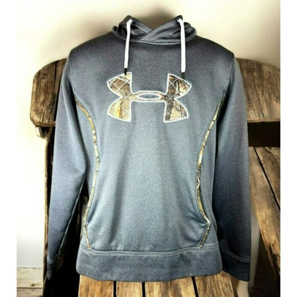 Under Armour Tops - Under Armour Women's Loose Fit Grey Hoodie Medium Camo Logo
